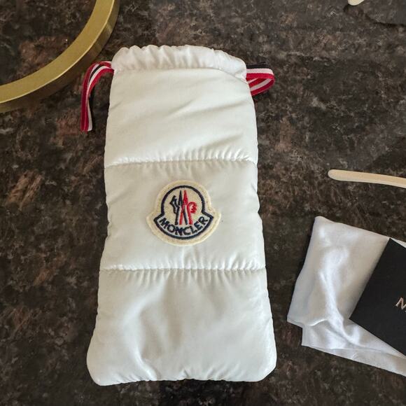 NEW Moncler ML0244 Promenade Sunglasses Solid Ivory Gold Logo Honey Lenses case - Picture 9 of 12